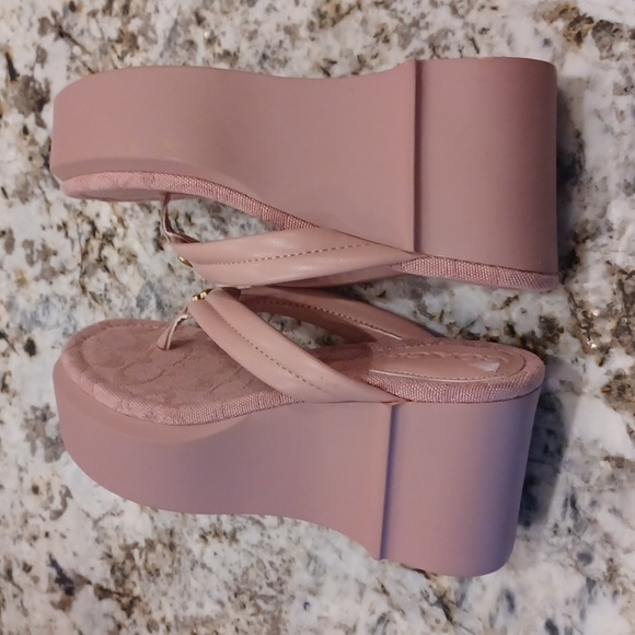 Coach Franki Pink Leather Wedge Flip-Flops Retro Sandals Y2K NEW Size 8 - Picture 14 of 16